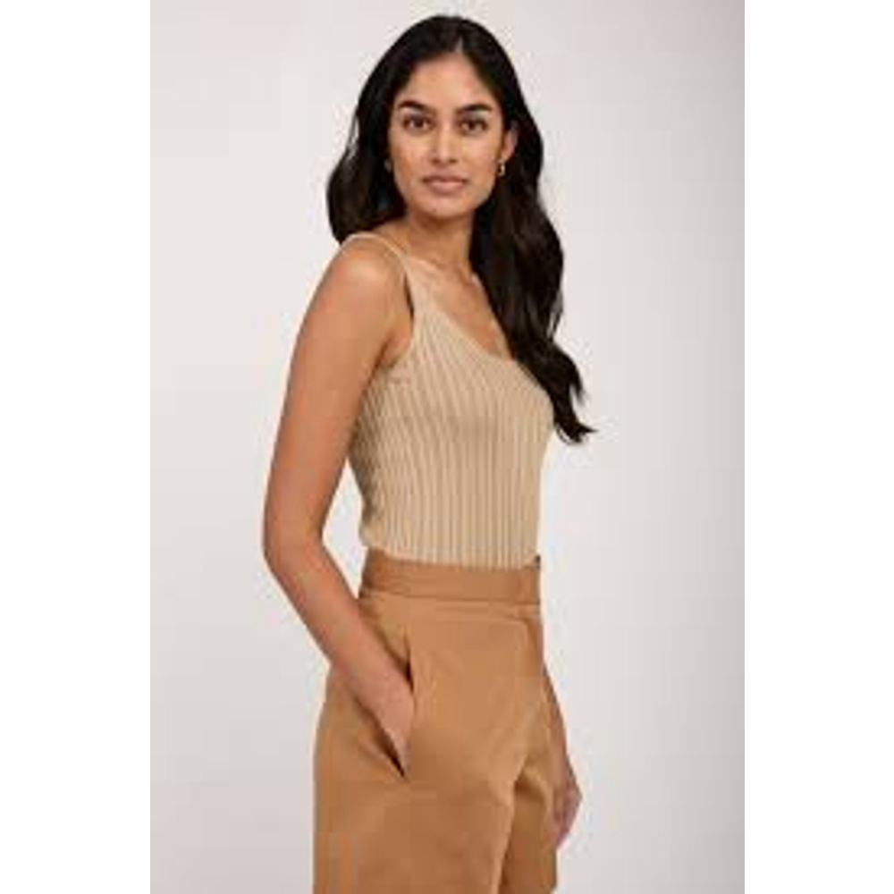 Women's Zara Beige Ribbed Knit Tank Top Size M